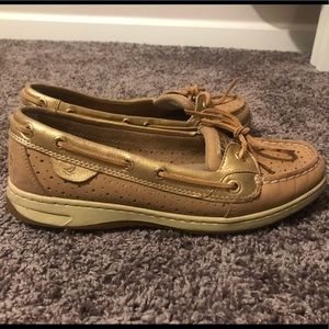 Tan and gold Sperry angelfish top-sider boat shoes